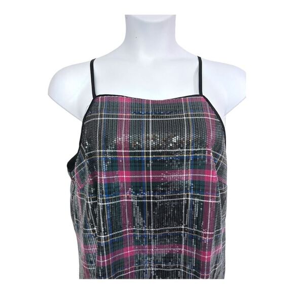 Sequin Juniors Knee Length COPPER KEY Shift Cocktail Party Night Out Plaid Dress - Picture 9 of 16